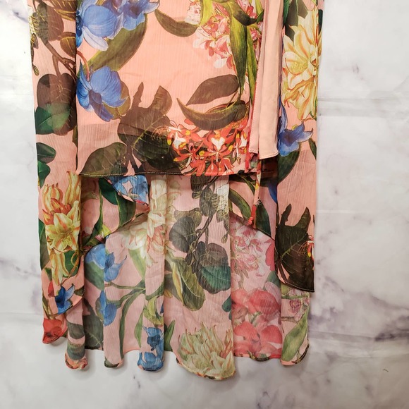 GIBSON LATIMER Floral Hi-low Wrap Around Dress M - Picture 3 of 11